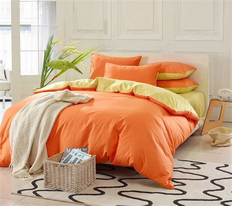 Double Solid Color Pure Bright Yelloworange Patchwork Cotton Bedding