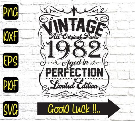 39th Birthday SVG Vintage 1982 Aged in Perfection Limited | Etsy