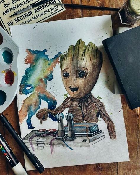 Pretty on the outside, tough also on the outside. Pin by Xena Rosas on Comics | Galaxy drawings, Baby groot tattoo, Groot tattoo