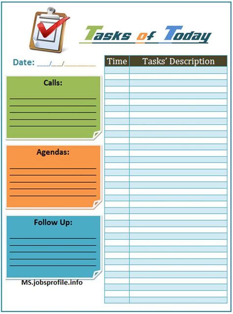 Daily Task List Template Word Sample Professional Template