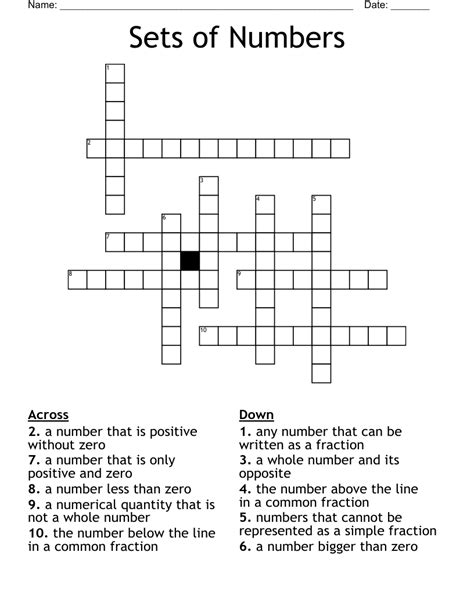 Sets Of Numbers Crossword Wordmint