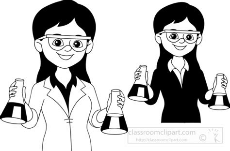 Science Clipart Black White Scientist Girl Clipart Classroom Clipart