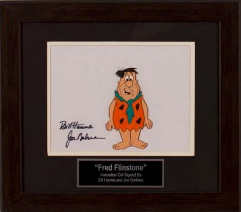 An Autographed Cartoon Character From The Flintstones Is Displayed In A