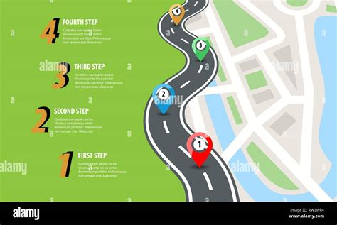 Flat Color Style Highway Road Infographic Street Roads Map With