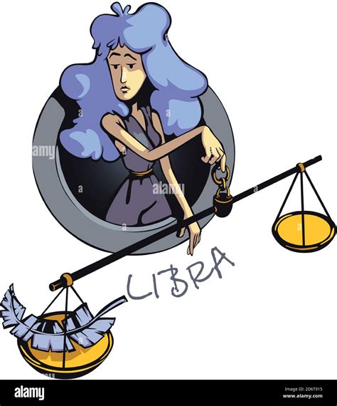 Libra Zodiac Sign Woman Flat Cartoon Vector Illustration Stock Vector