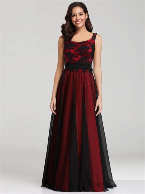 Long Red Prom Dress With Black Overlay Red Prom Dress Long Red Prom