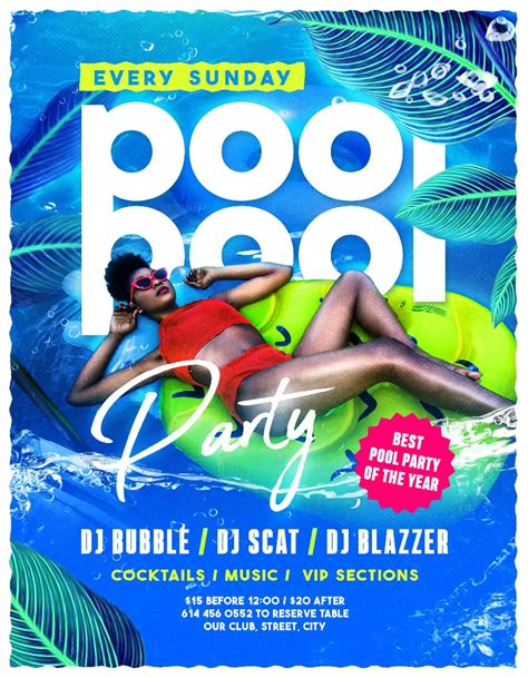 Free Summer Pool Party Flyer Template Freebie PSD Download