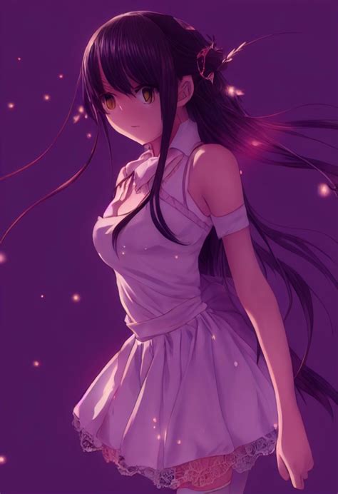 Anime Girl Wearing Lace Miniskirt Long Black Midjourney OpenArt