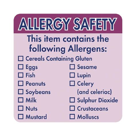 Hygiplas Allergen Food Labels Pack Of 500 Gj058 Buy Online At Nisbets