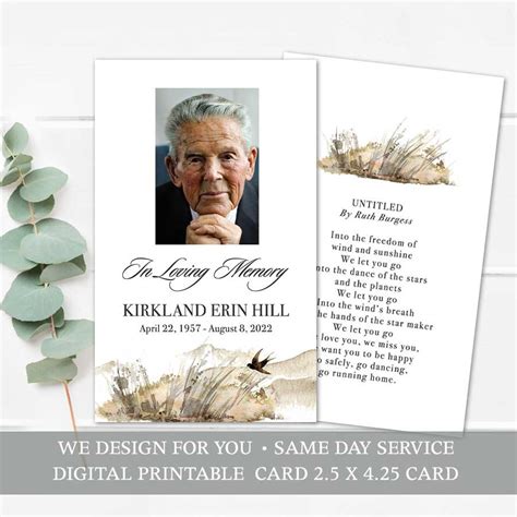 In Loving Memory Card Printable Template Customized For You To Print