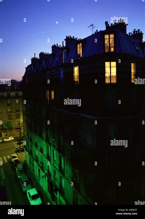 France Paris Building At Dusk Stock Photo Alamy