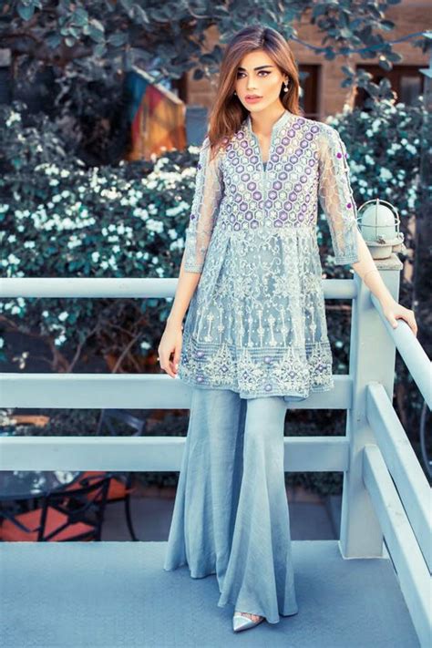 Latest Pakistani Dresses With Bell Bottom Trouserspants 2017