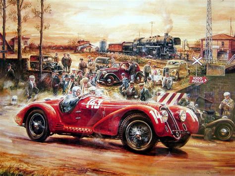 Vaclav Zapadlik Mille Miglia Vintage Race Car Automotive Art Car