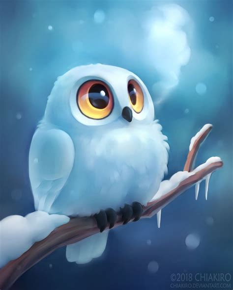 Winter Owl By Chiakiro Owls Drawing Cute Animal Drawings Funny Owl