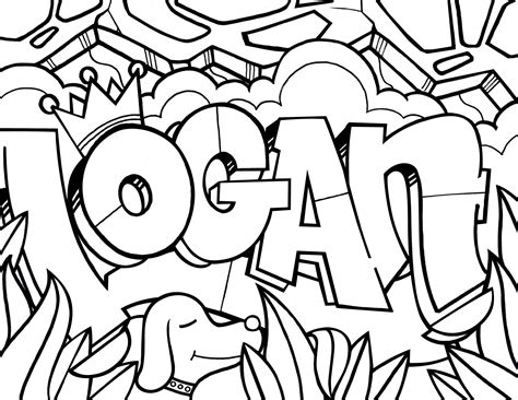 Logan Coloring Book Page Graffiti Names Etsy Ireland
