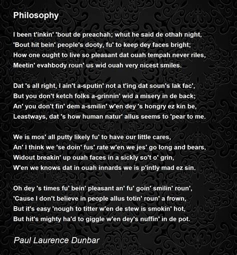 Philosophy Philosophy Poem By Paul Laurence Dunbar