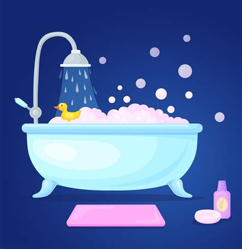 Cartoon Bathtub Interior Tub With Bubbles Foam In Bathroom Soap Show By Smartstartstocker