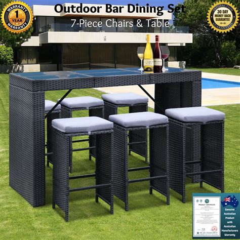 Gardeon 7pcs Outdoor Bar Table And Stools Set Chairs Dining Wicker