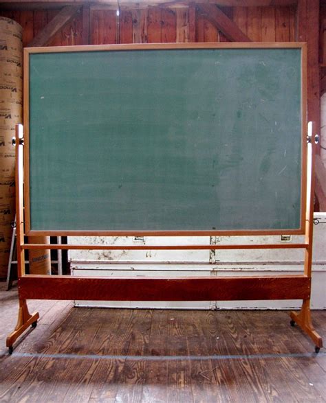 Sale Large Vintage Chalkboard School Room Oak Frame Green