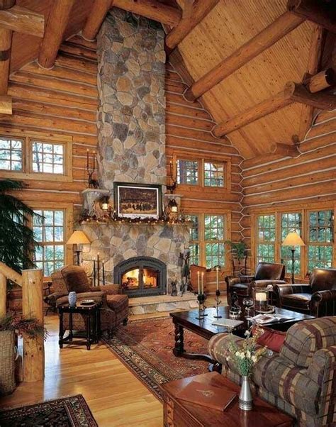 46 Amazing Lodge Living Room Decorating Ideas Home Fireplace Log