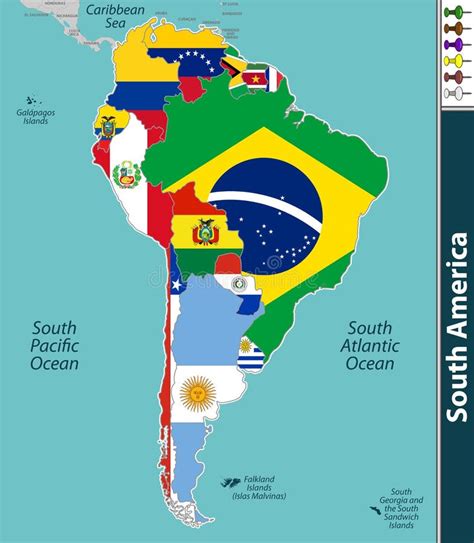 El Mapa Vector De Sudamerica Con Banderas El Mapa De Sudamerica Con Images