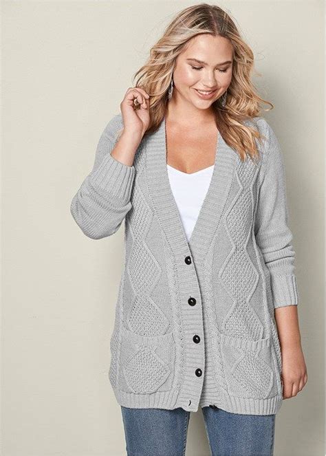 Plus Size Extra Long Cardigan In Light Grey Venus In 2021 Extra