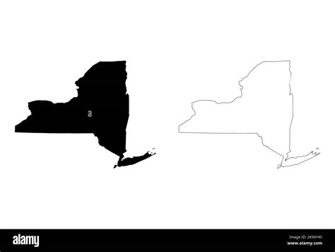 Set Of New York Map Shape United States America Flat Concept Icon
