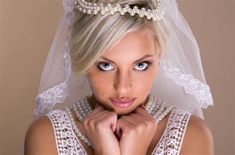 Portrait Of Beautiful Blonde Bride Stock Image Image Of Beads Bridal