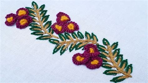 Hand Embroidery New Border Design For Dress Kurti Sleeves Youtube