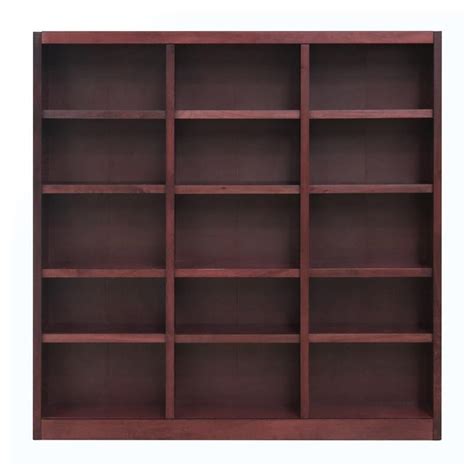 Traditional 72 Tall 15 Shelf Triple Wide Wood Bookcase In Cherry