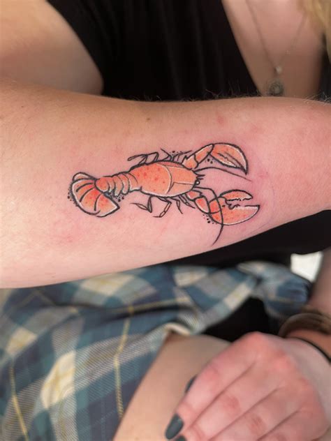 Lobster Tattoo Done By Josh Herbert At The Broken Crow Collective In