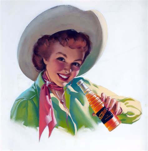 Charles Showater Nesbitt Soda Advertising 1950s Cowgirl Art