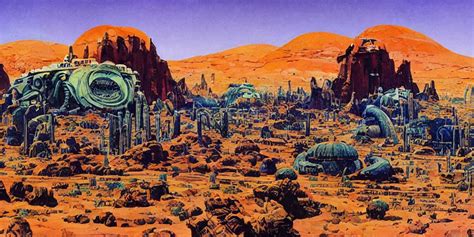 Incredible Desert Colony Landscape On An Alien Planet Stable