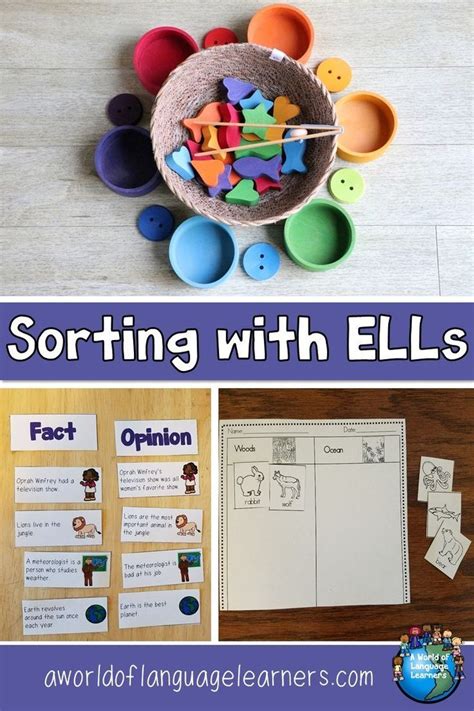 Sorting With Ells A World Of Language Learners Ell Activities