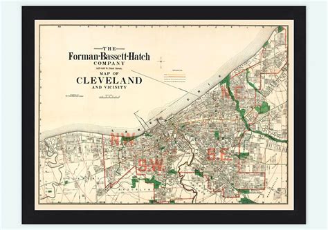 Old Map Of Cleveland And Suburbs 1912 Vintage Maps Etsy Vintage Map