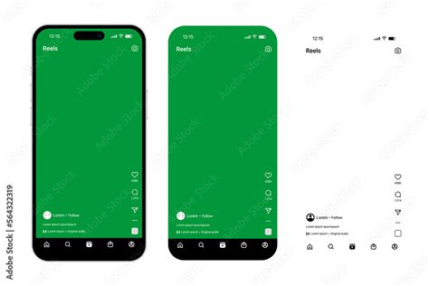 Instagram Reels Mockup Empty Green Screen Ui Transparent Background