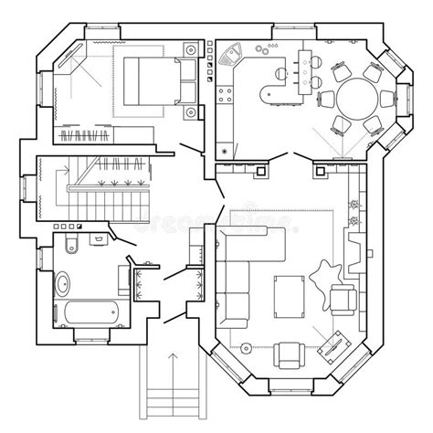 Plano Arquitetónico De Uma Casa Planta Baixa Do Apartamento Com A