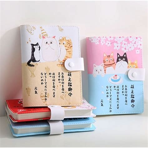 Cute Kawaii Stationery Leather Notebook Japanese Style Color Page Sketchbook Graffiti Diary