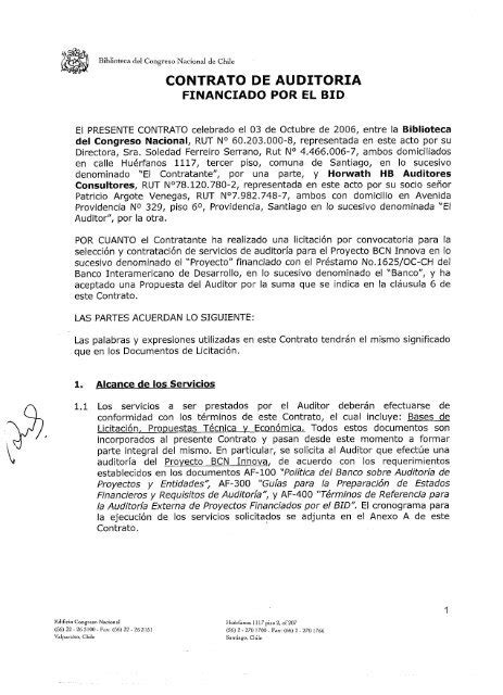 Contrato De Auditoria Biblioteca Del Congreso Nacional De Chile