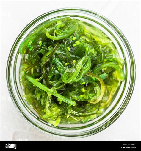 Wakame Seaweed Salad With Sesame Seed Traditional Japanese Food Stock
