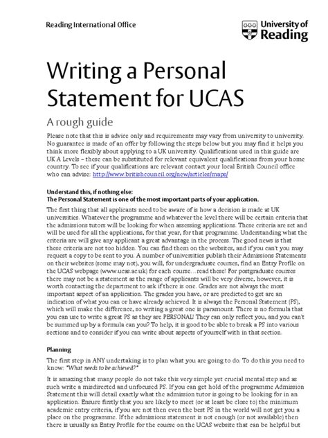 Ucas Personal Statement How To Guide University And College Admission Gce Advanced Level