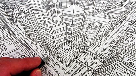 How To Draw A City In Three Point Perspective Desenho