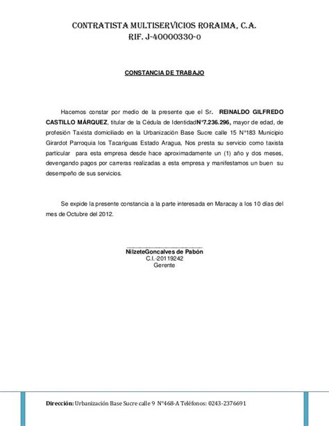 CONTRATISTA MULTISERVICIOS RORAIMA C A RIF J Dirección Urbanización Base Sucre
