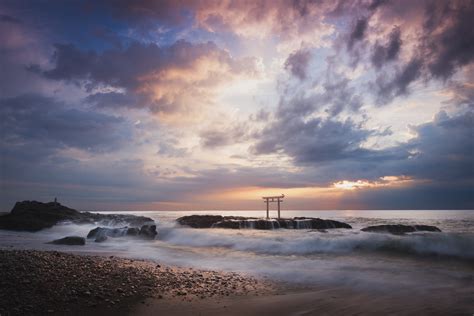 Wallpaper Japan Sunlight Landscape Sunset Sea Bay Architecture