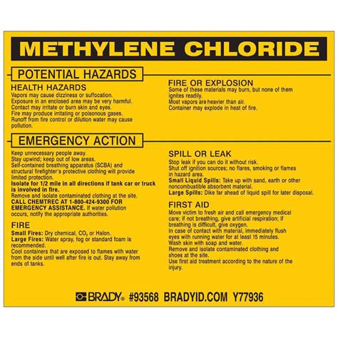 Methylene Chloride Dichloromethane 3 12 In Ht Label 20th8593568