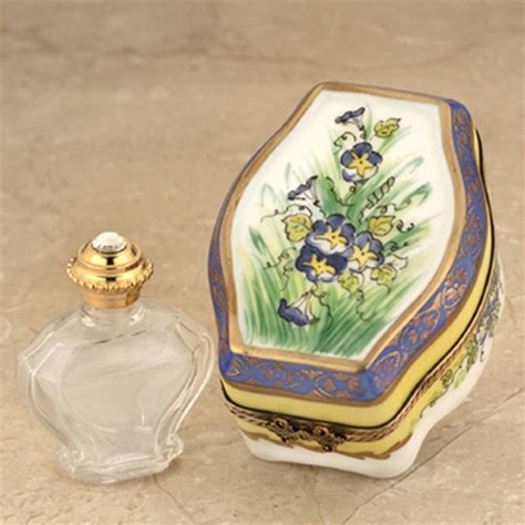 The Cottage Shop Limoges Violets Chest With Heart Perfume Bottle