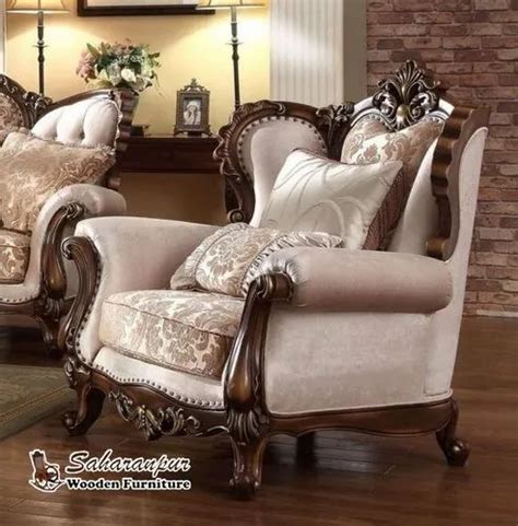 Brown Rectangular Teak Wood Royal 6 Seater Sofa Set With Center Table