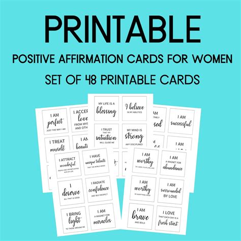 Printable Affirmation Cards For Women Set Of 48 Self Love Etsy