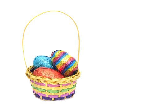 Decorative Basket With Colourful Easter Eggs Creative Commons Stock Image