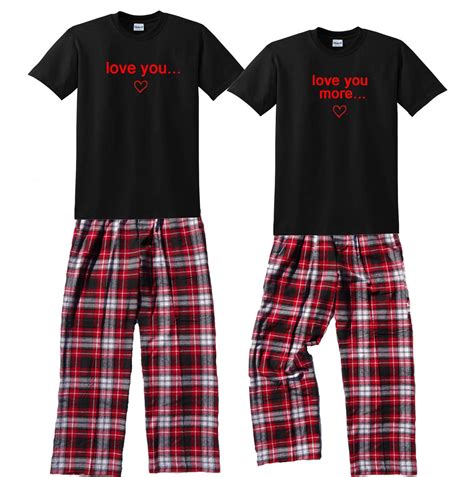 Love You Love You More Fun Matching Couples Pajamas For Him Etsy Couple Pajamas Matching
